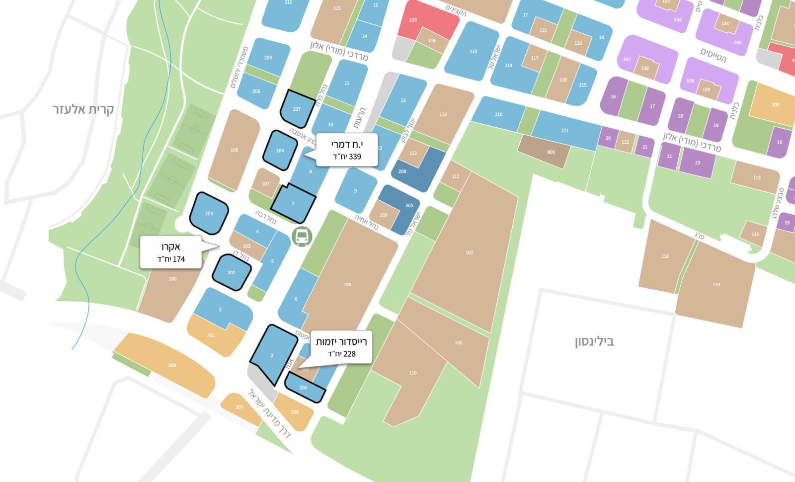 מפת מכרז דיור להשכרה - שכונת צמרת