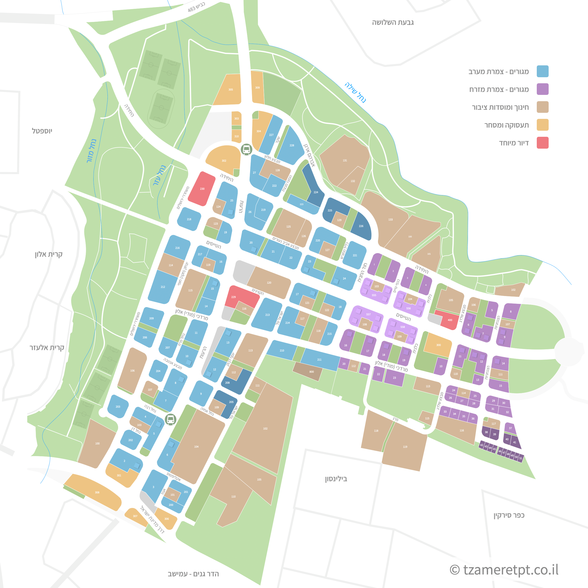 מפת שכונת צמרת - פתח תקווה
