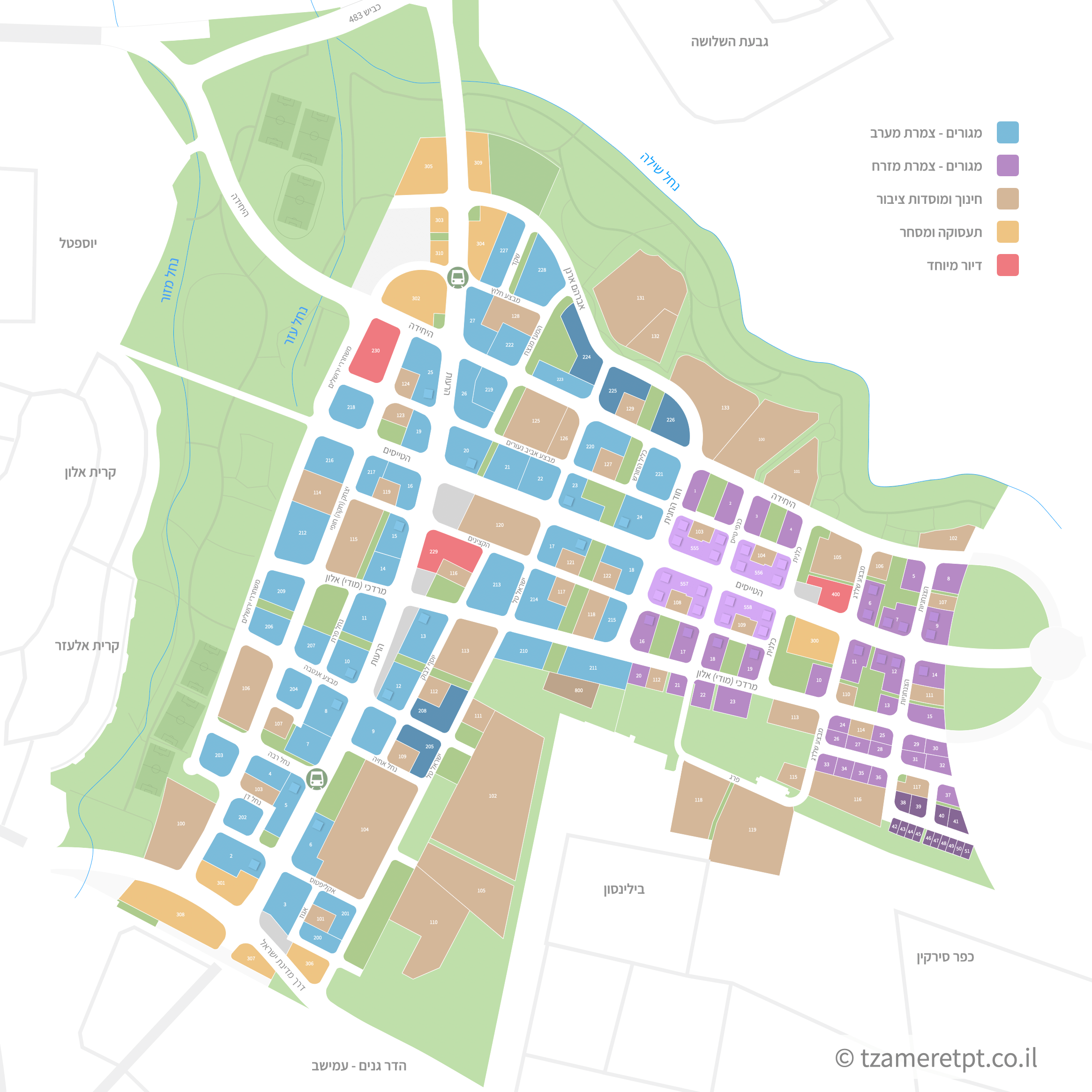 מפת שכונת צמרת - פתח תקווה